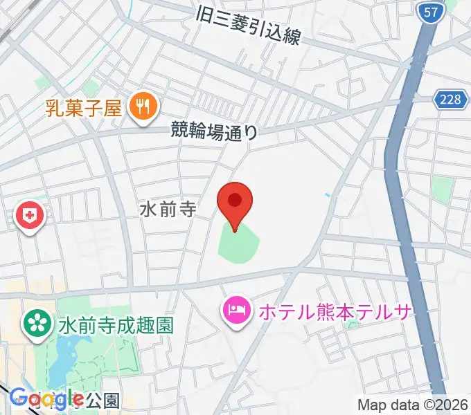 熊本市水前寺野球場の地図