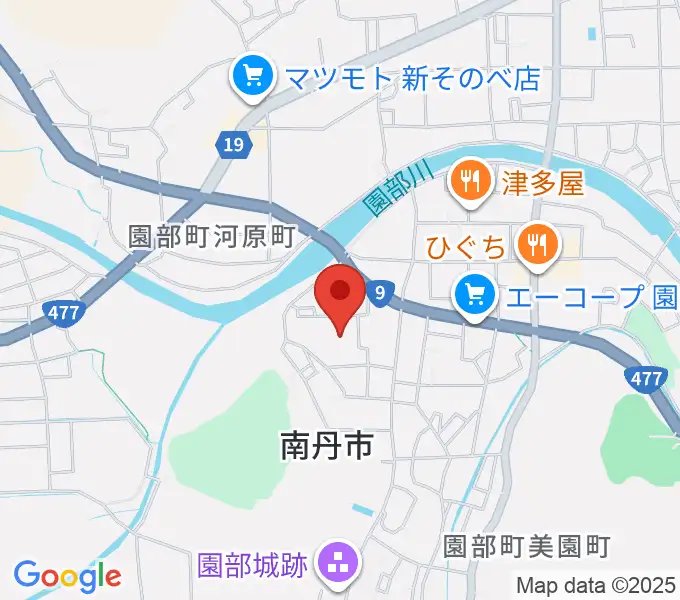 南丹市園部文化会館アスエルそのべの地図