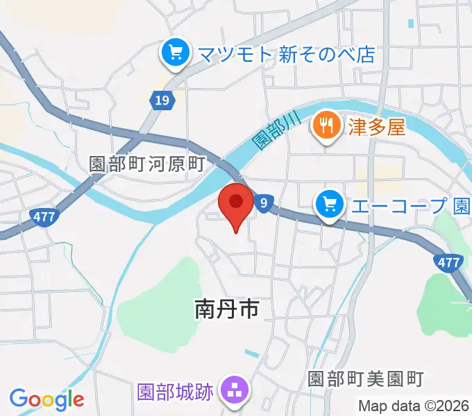南丹市園部文化会館アスエルそのべの地図