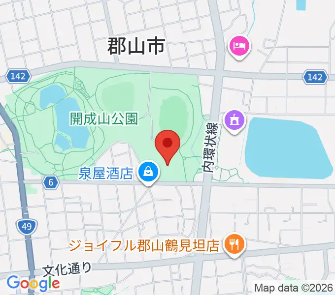 郡山しんきん開成山プールの地図