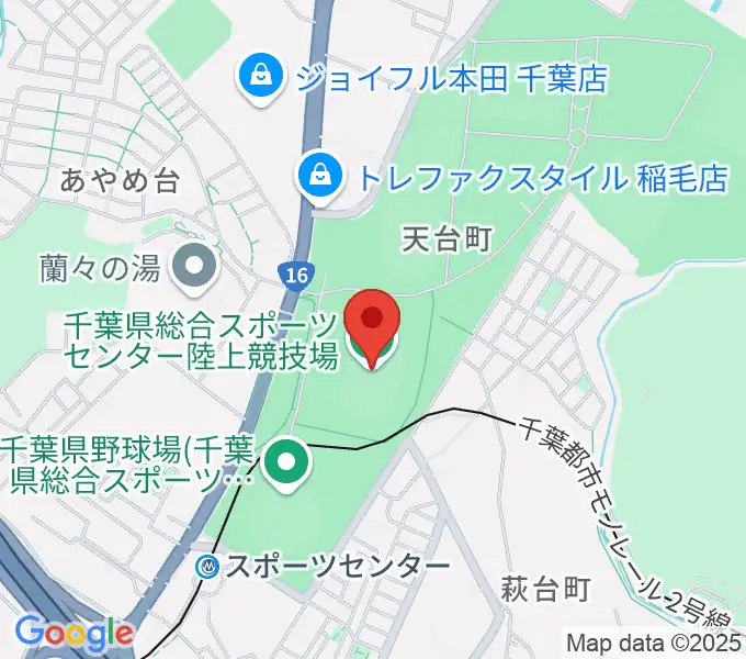 千葉県総合スポーツセンター陸上競技場の地図