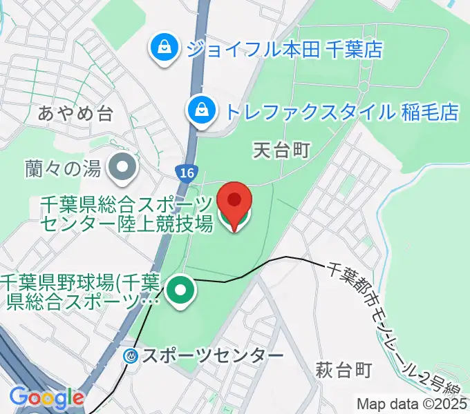千葉県総合スポーツセンター陸上競技場の地図