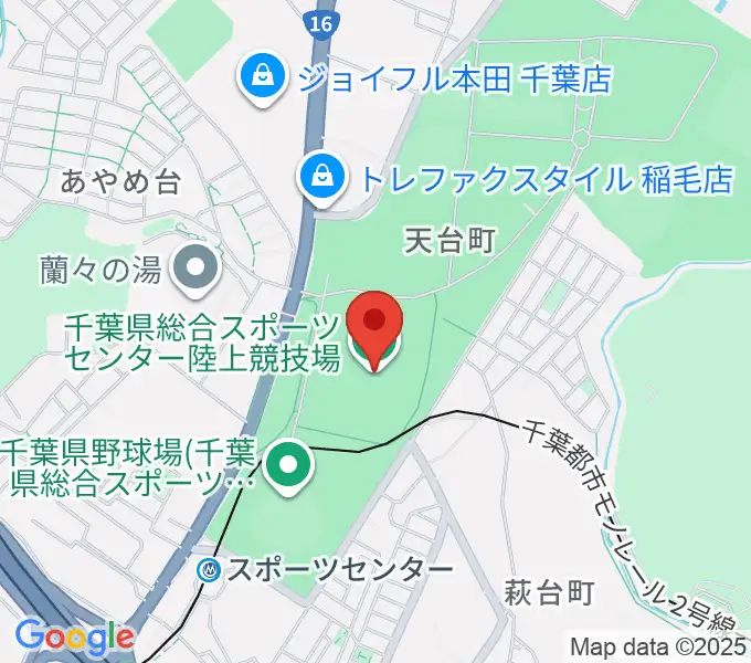 千葉県総合スポーツセンター陸上競技場の地図
