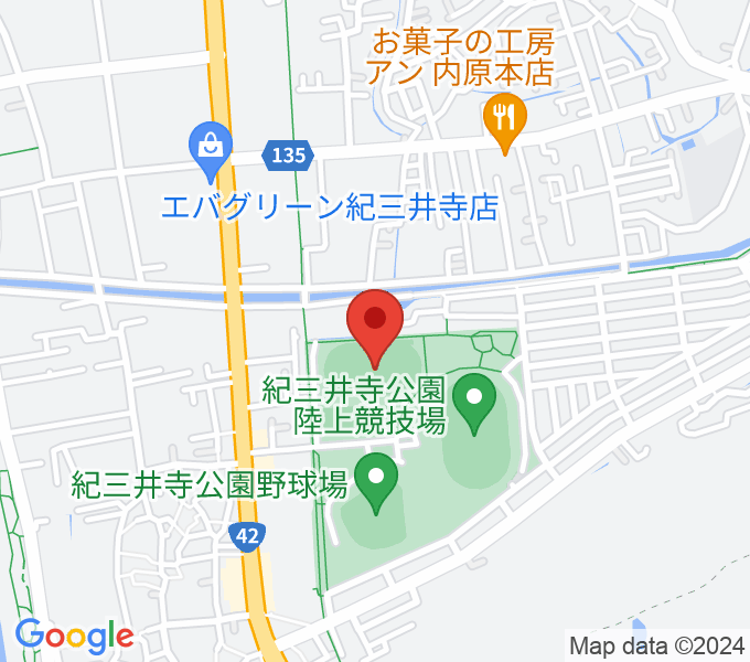 紀三井寺公園球技場・補助競技場の場所