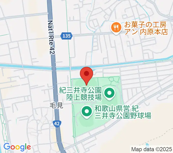 紀三井寺公園球技場・補助競技場の地図