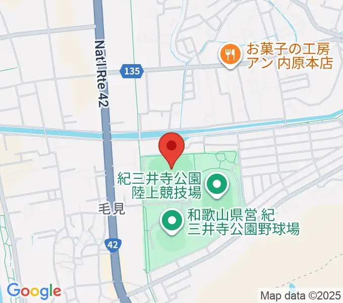 紀三井寺公園球技場・補助競技場の地図