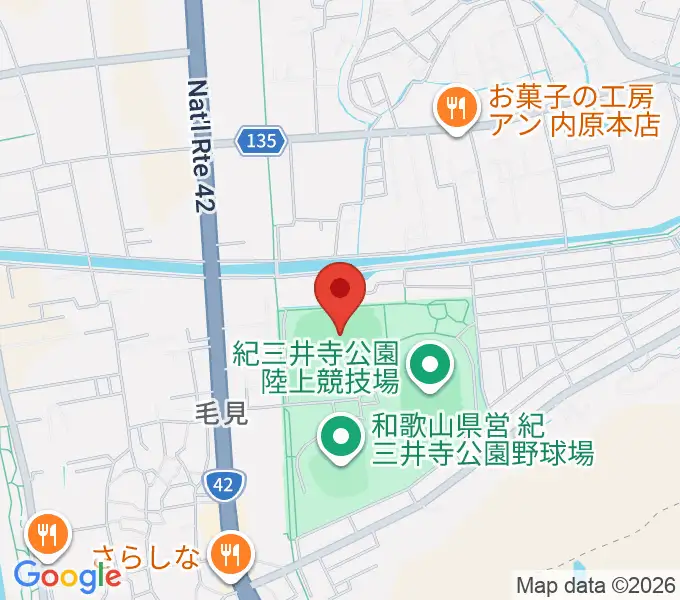紀三井寺公園球技場・補助競技場の地図