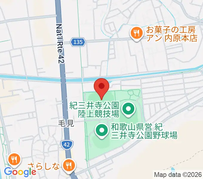 紀三井寺公園球技場・補助競技場の地図