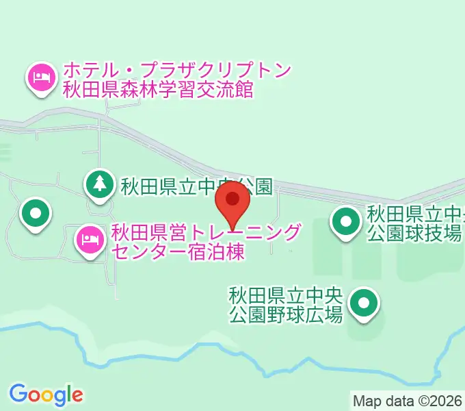 秋田県立中央公園補助陸上競技場の地図