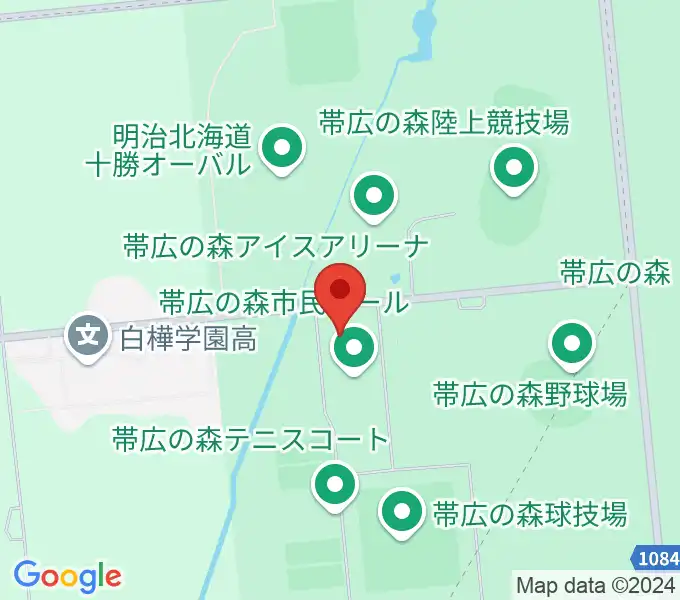 帯広の森体育館の地図