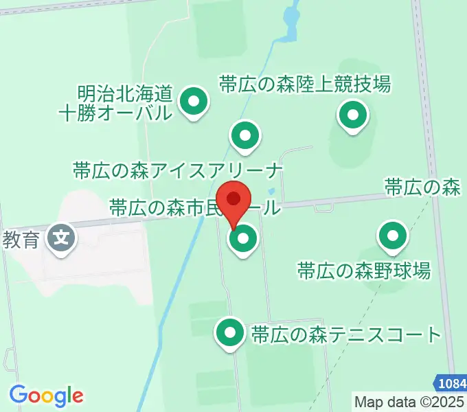 帯広の森体育館の地図