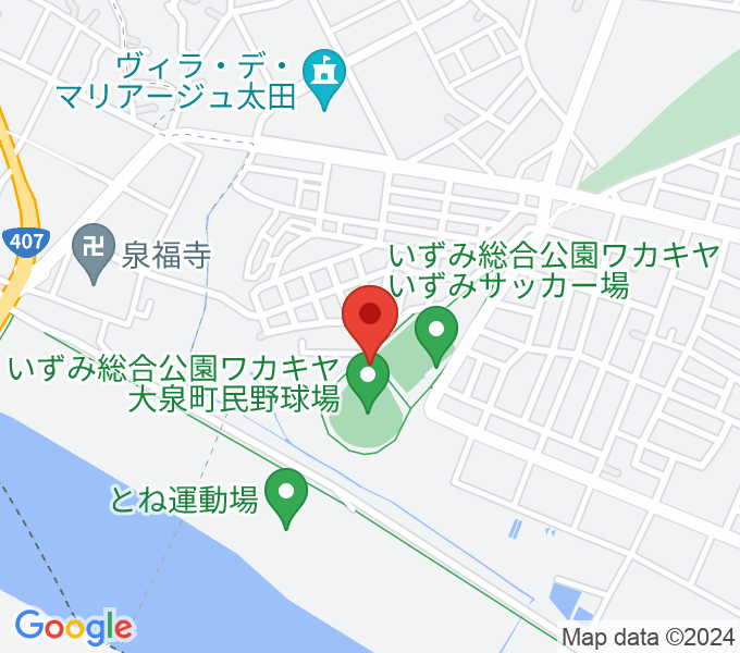 いずみ総合公園ワカキヤ大泉町民野球場の場所