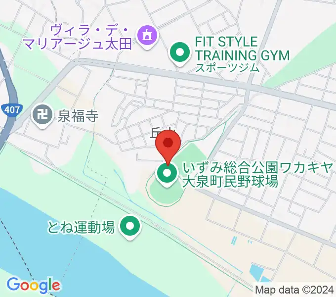 いずみ総合公園ワカキヤ大泉町民野球場の地図