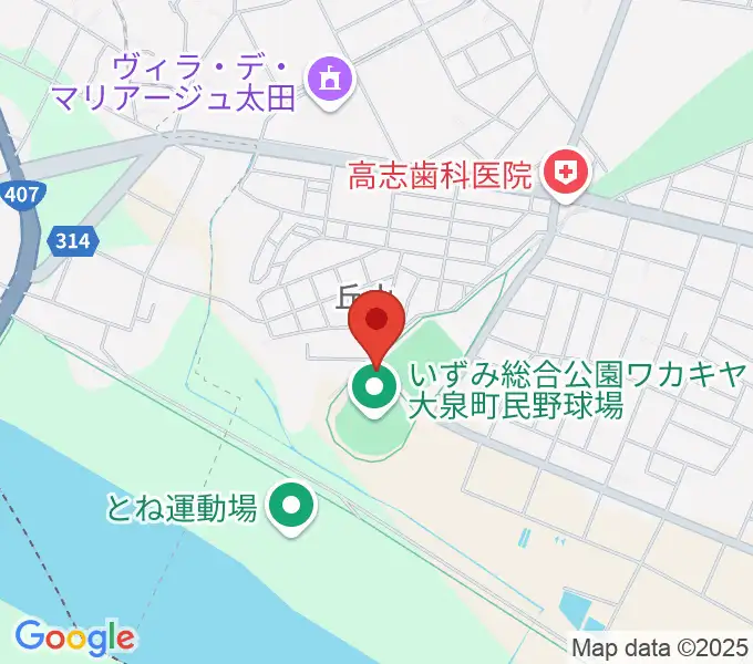いずみ総合公園ワカキヤ大泉町民野球場の地図