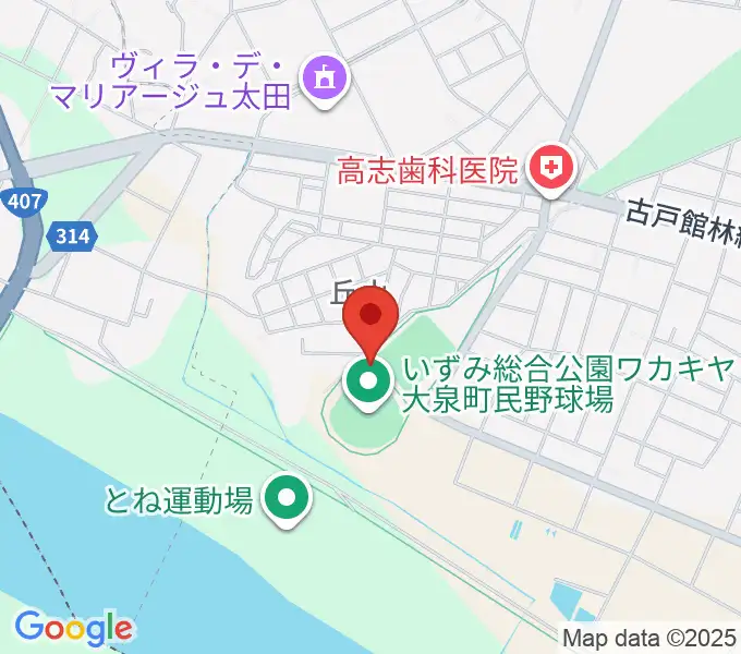いずみ総合公園ワカキヤ大泉町民野球場の地図