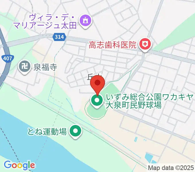 いずみ総合公園ワカキヤ大泉町民野球場の地図
