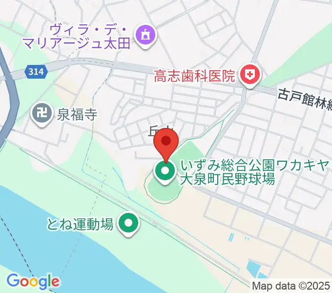 いずみ総合公園ワカキヤ大泉町民野球場の地図