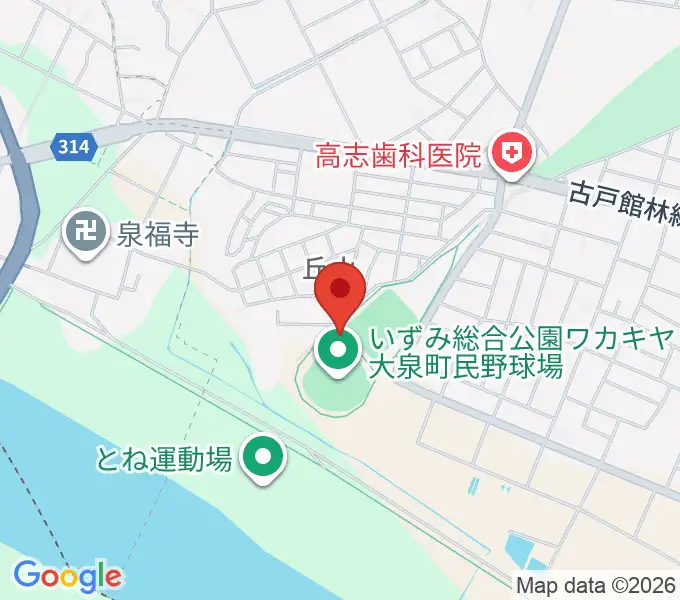いずみ総合公園ワカキヤ大泉町民野球場の地図