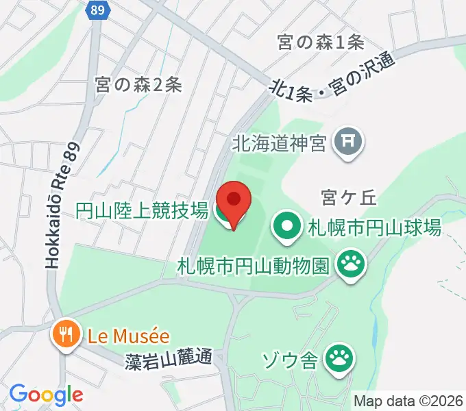 札幌市円山競技場の地図