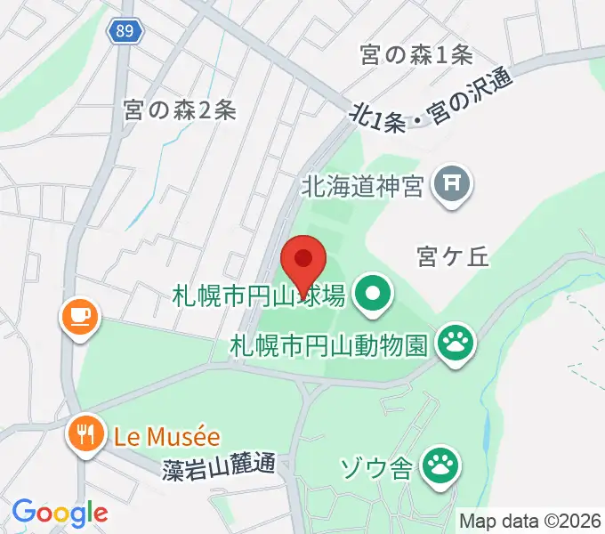 札幌市円山競技場の地図