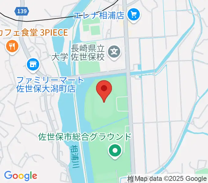 佐世保市総合グラウンド陸上競技場の地図