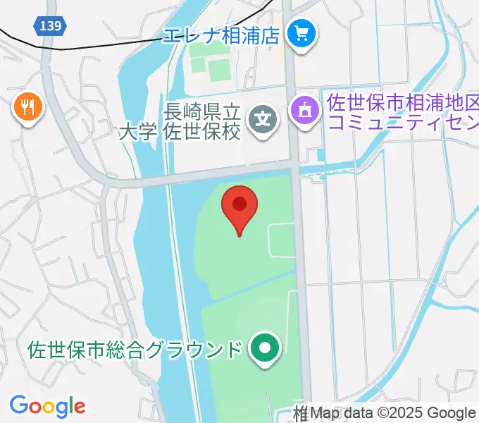 佐世保市総合グラウンド陸上競技場の地図