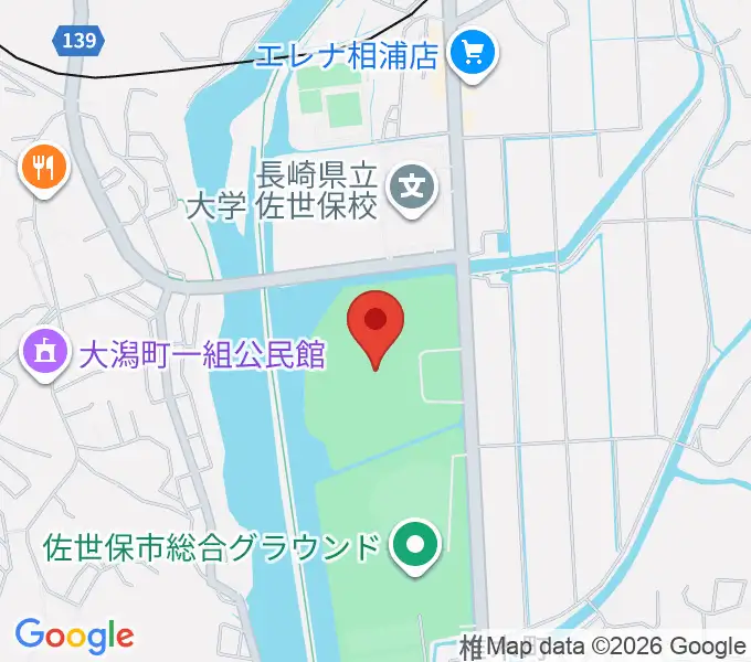 佐世保市総合グラウンド陸上競技場の地図