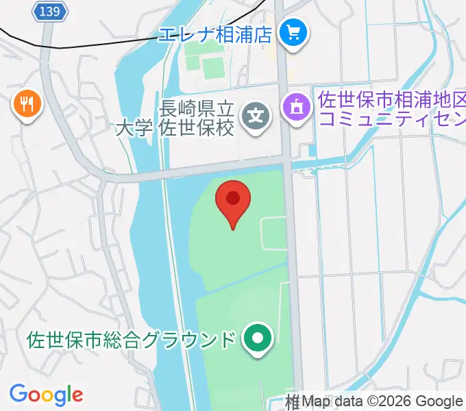 佐世保市総合グラウンド陸上競技場の地図