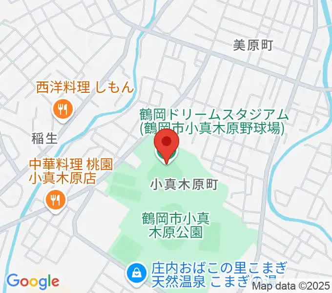 鶴岡ドリームスタジアムの地図