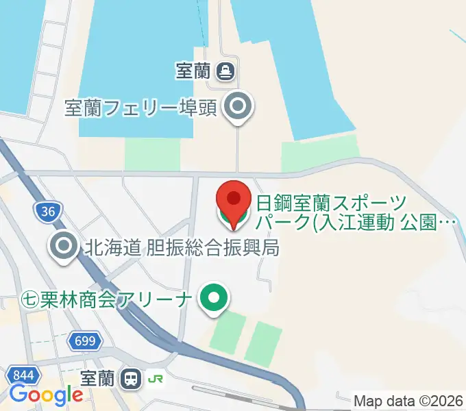 日鋼室蘭スポーツパークの地図