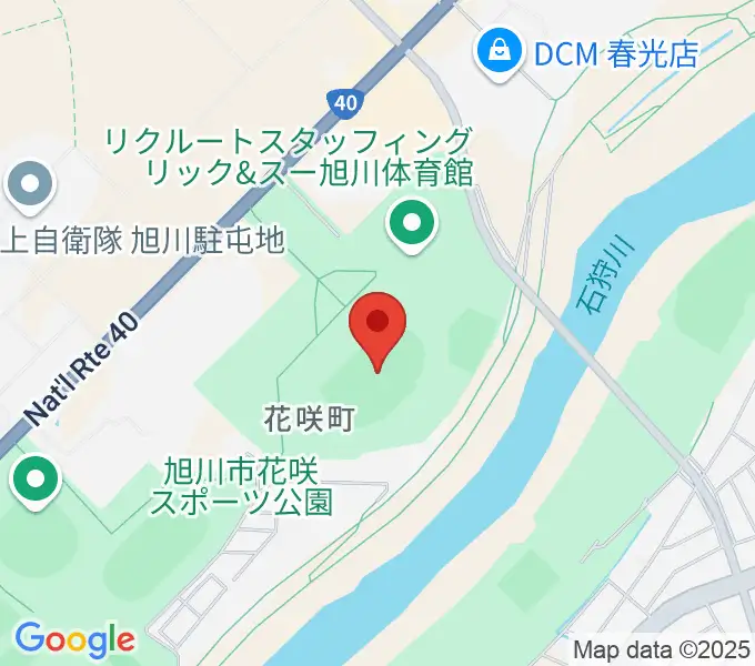 旭川市花咲スポーツ公園陸上競技場の地図