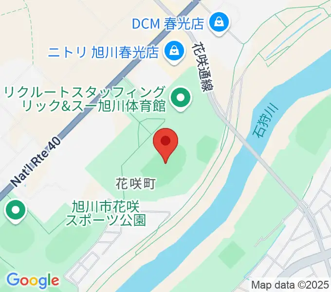 旭川市花咲スポーツ公園陸上競技場の地図