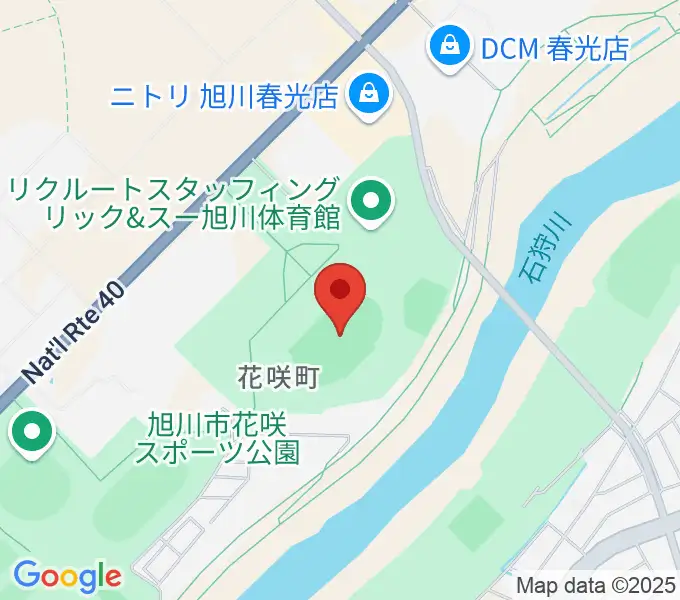旭川市花咲スポーツ公園陸上競技場の地図