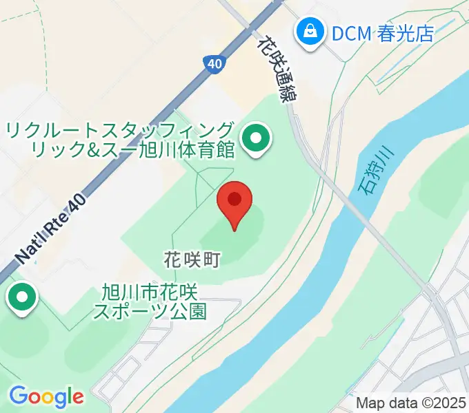 旭川市花咲スポーツ公園陸上競技場の地図