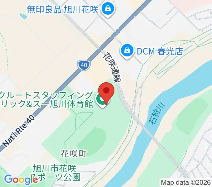 リクルートスタッフィング リック＆スー旭川体育館の地図