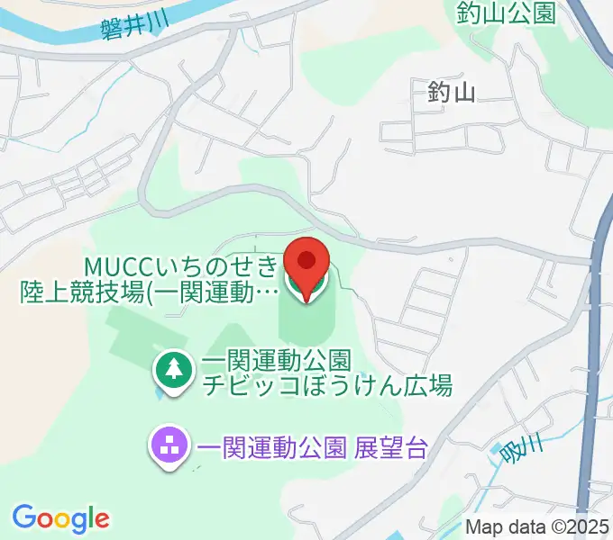 MUCCいちのせき陸上競技場の地図