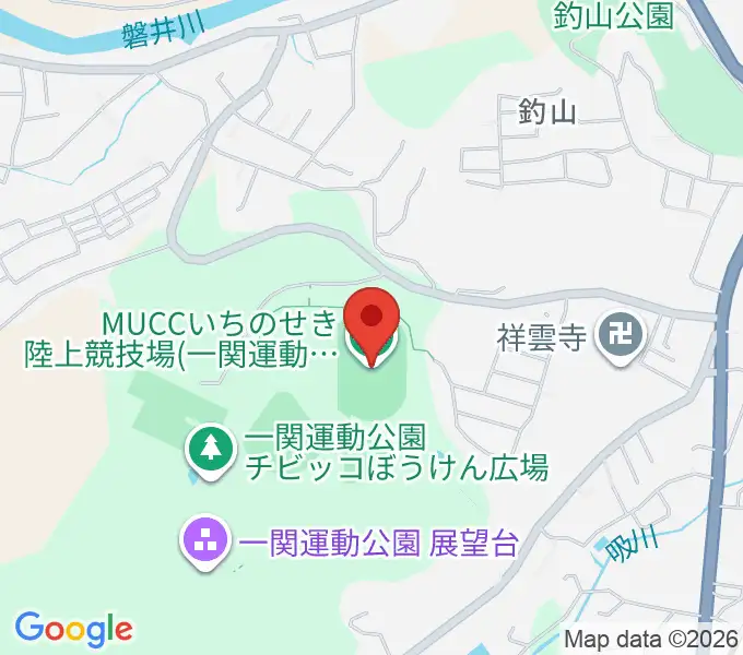 MUCCいちのせき陸上競技場の地図