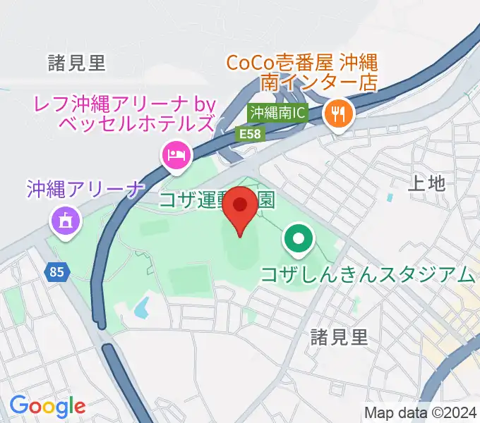 沖縄市陸上競技場の地図