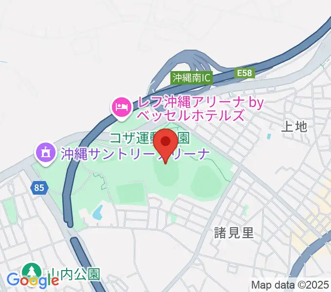 沖縄市陸上競技場の地図