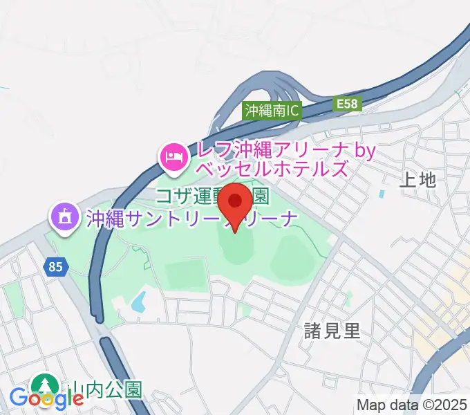 沖縄市陸上競技場の地図
