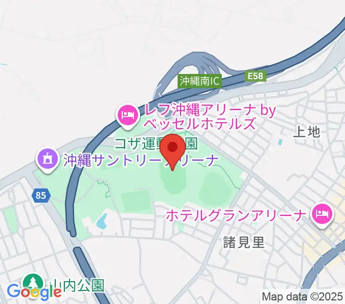 沖縄市陸上競技場の地図