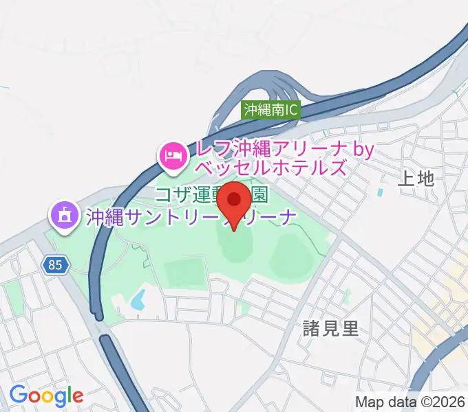 沖縄市陸上競技場の地図
