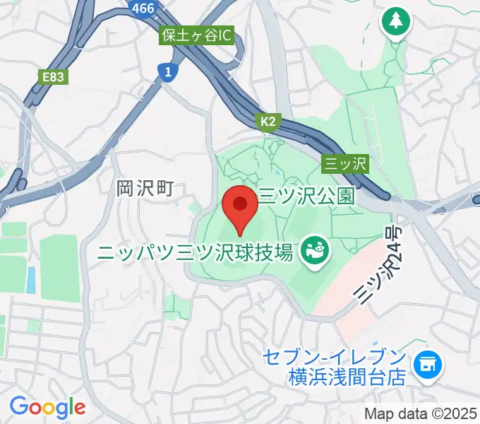 三ツ沢公園陸上競技場の地図