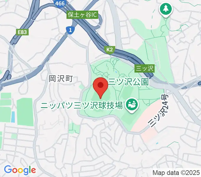 三ツ沢公園陸上競技場の地図