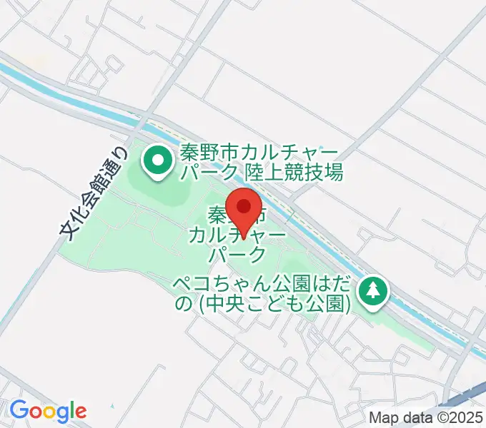 秦野市カルチャーパーク陸上競技場の地図