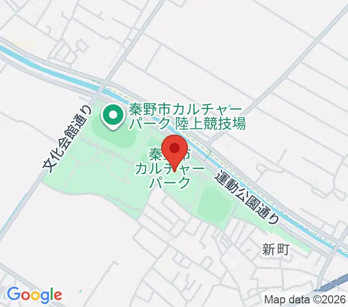 秦野市カルチャーパーク陸上競技場の地図