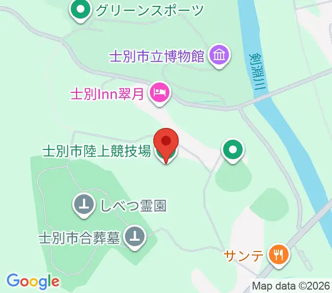士別市陸上競技場の地図