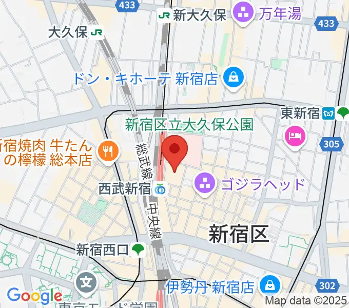 Zepp新宿の地図