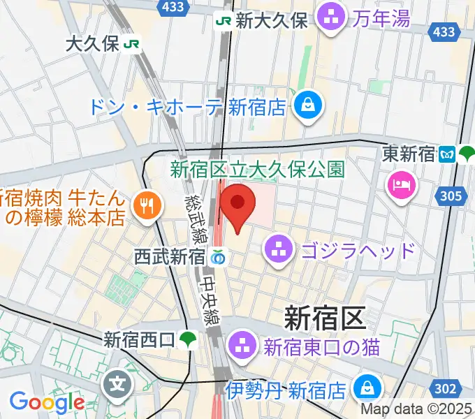 Zepp新宿の地図