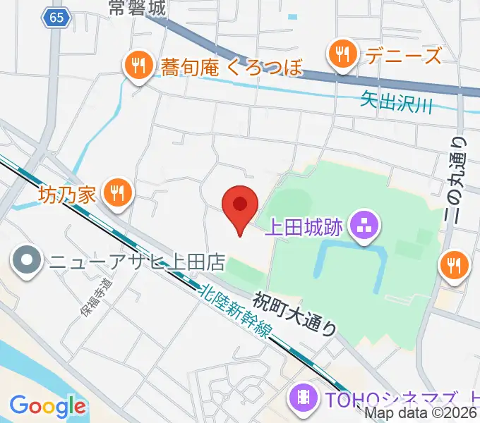 上田城跡公園体育館の地図